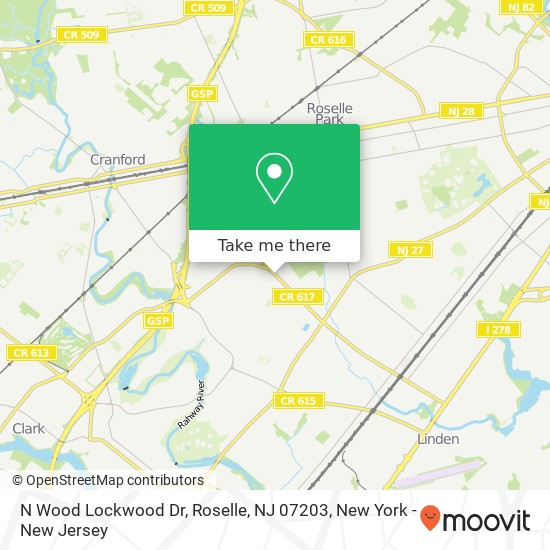 Mapa de N Wood Lockwood Dr, Roselle, NJ 07203