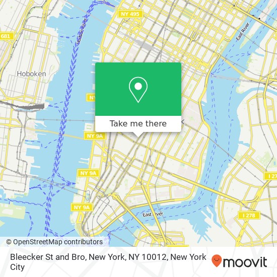 Bleecker St and Bro, New York, NY 10012 map