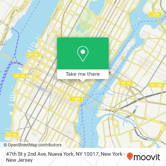 47th St y 2nd Ave, Nueva York, NY 10017 map