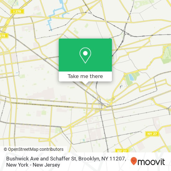 Bushwick Ave and Schaffer St, Brooklyn, NY 11207 map