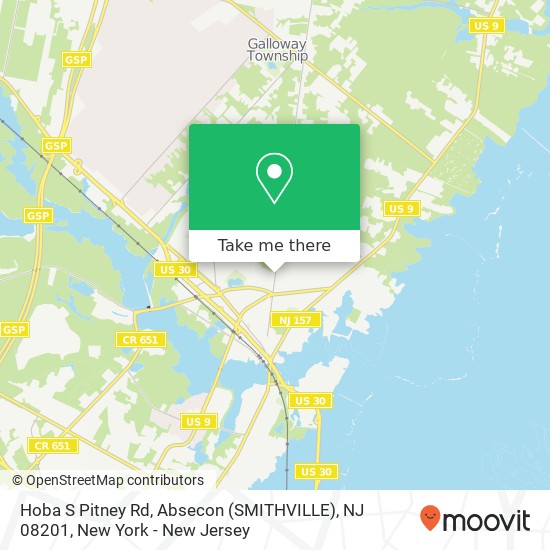 Mapa de Hoba S Pitney Rd, Absecon (SMITHVILLE), NJ 08201