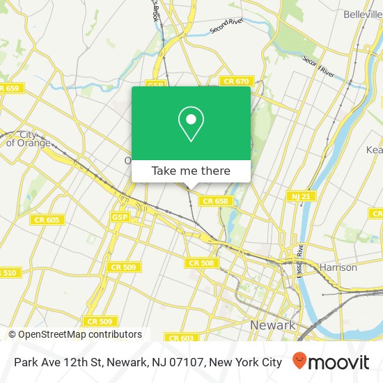 Mapa de Park Ave 12th St, Newark, NJ 07107