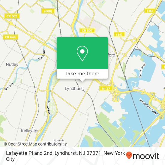 Mapa de Lafayette Pl and 2nd, Lyndhurst, NJ 07071