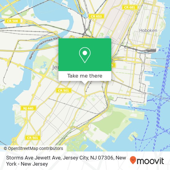 Mapa de Storms Ave Jewett Ave, Jersey City, NJ 07306