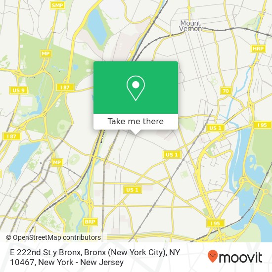 Mapa de E 222nd St y Bronx, Bronx (New York City), NY 10467