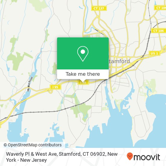 Mapa de Waverly Pl & West Ave, Stamford, CT 06902