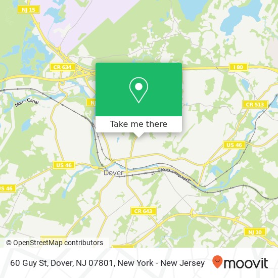 Mapa de 60 Guy St, Dover, NJ 07801