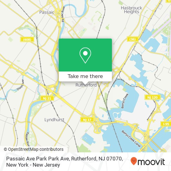 Mapa de Passaic Ave Park Park Ave, Rutherford, NJ 07070