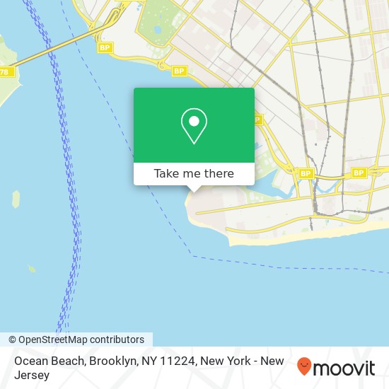 Mapa de Ocean Beach, Brooklyn, NY 11224