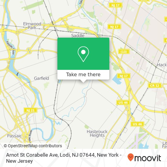 Mapa de Arnot St Corabelle Ave, Lodi, NJ 07644