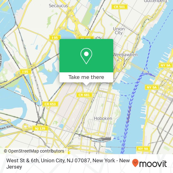 Mapa de West St & 6th, Union City, NJ 07087