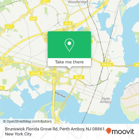 Mapa de Brunswick Florida Grove Rd, Perth Amboy, NJ 08861