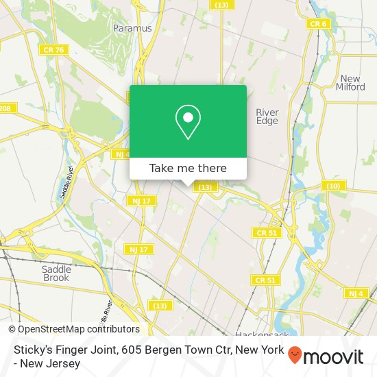 Mapa de Sticky's Finger Joint, 605 Bergen Town Ctr