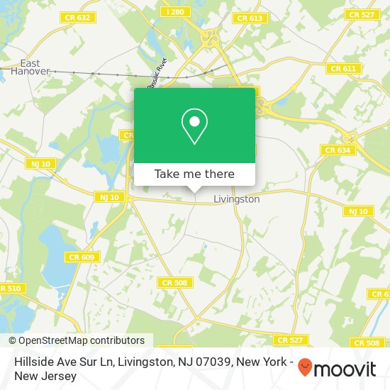 Mapa de Hillside Ave Sur Ln, Livingston, NJ 07039