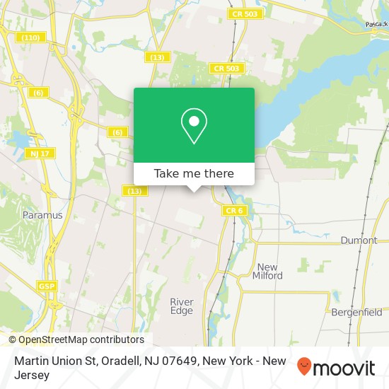 Mapa de Martin Union St, Oradell, NJ 07649