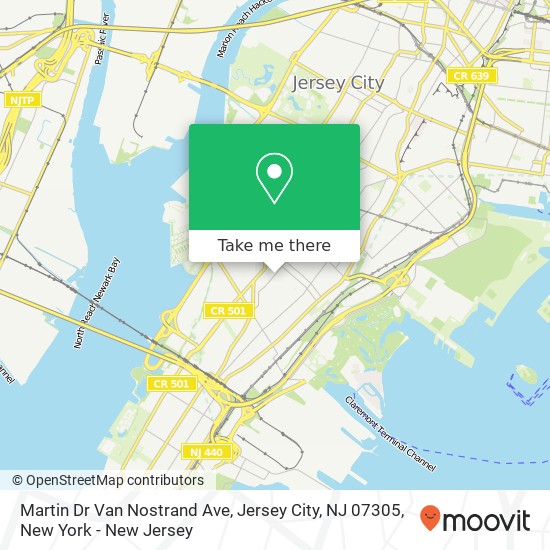 Mapa de Martin Dr Van Nostrand Ave, Jersey City, NJ 07305