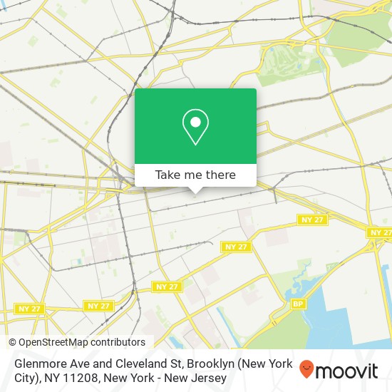 Mapa de Glenmore Ave and Cleveland St, Brooklyn (New York City), NY 11208