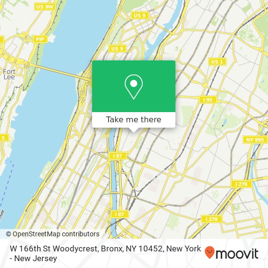 Mapa de W 166th St Woodycrest, Bronx, NY 10452