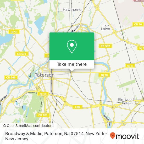 Mapa de Broadway & Madis, Paterson, NJ 07514