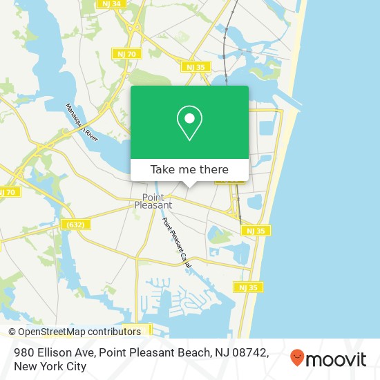 Mapa de 980 Ellison Ave, Point Pleasant Beach, NJ 08742