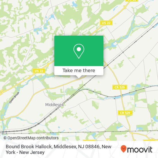 Mapa de Bound Brook Hallock, Middlesex, NJ 08846