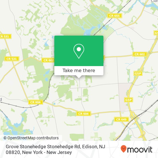 Mapa de Grove Stonehedge Stonehedge Rd, Edison, NJ 08820