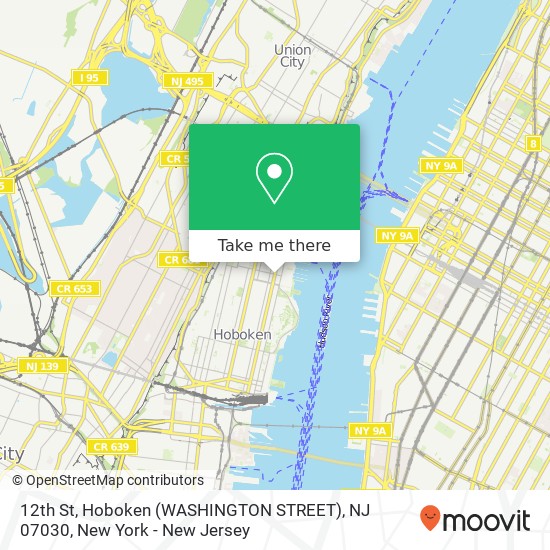 Mapa de 12th St, Hoboken (WASHINGTON STREET), NJ 07030