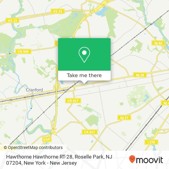 Mapa de Hawthorne Hawthorne RT-28, Roselle Park, NJ 07204