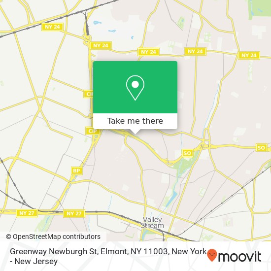 Mapa de Greenway Newburgh St, Elmont, NY 11003