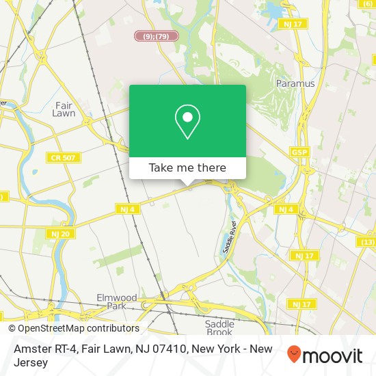 Mapa de Amster RT-4, Fair Lawn, NJ 07410