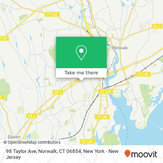 Mapa de 98 Taylor Ave, Norwalk, CT 06854