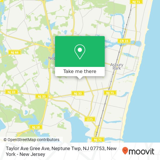 Mapa de Taylor Ave Gree Ave, Neptune Twp, NJ 07753
