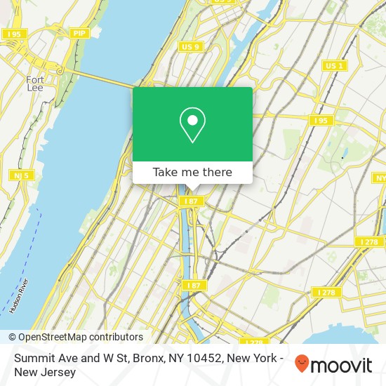 Mapa de Summit Ave and W St, Bronx, NY 10452
