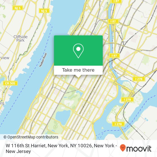 Mapa de W 116th St Harriet, New York, NY 10026