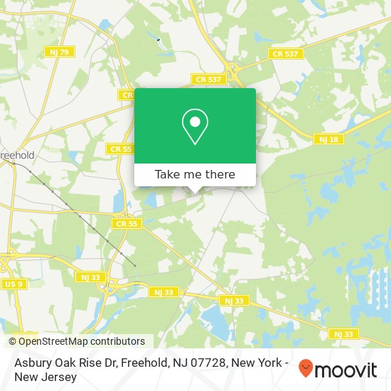 Mapa de Asbury Oak Rise Dr, Freehold, NJ 07728