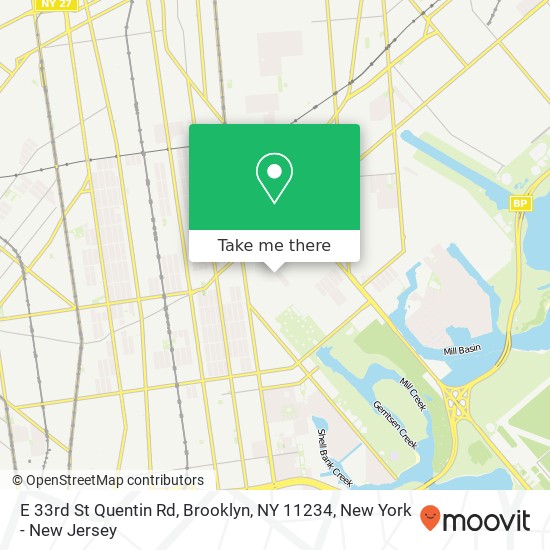 Mapa de E 33rd St Quentin Rd, Brooklyn, NY 11234