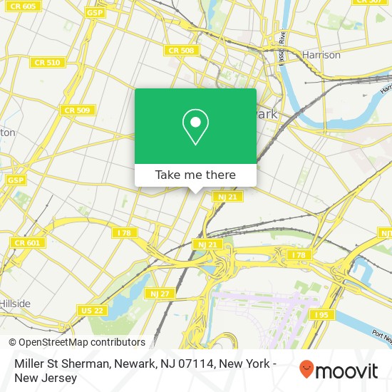 Mapa de Miller St Sherman, Newark, NJ 07114