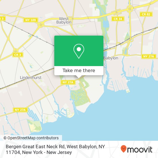 Mapa de Bergen Great East Neck Rd, West Babylon, NY 11704