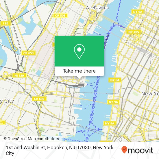 1st and Washin St, Hoboken, NJ 07030 map