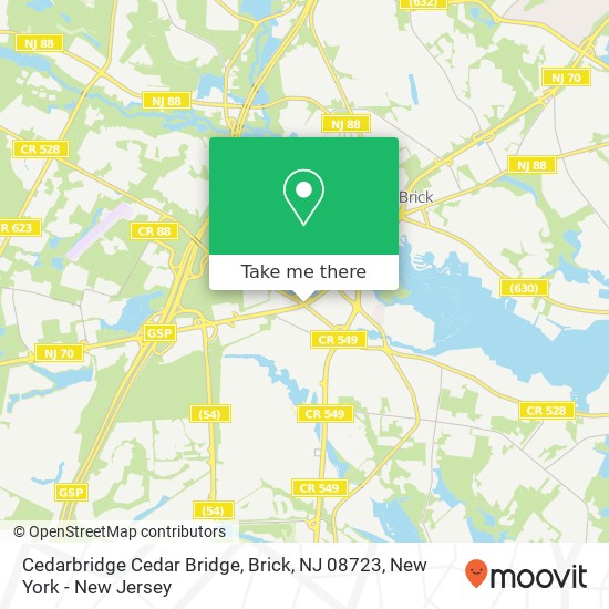Mapa de Cedarbridge Cedar Bridge, Brick, NJ 08723