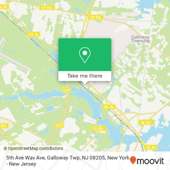 Mapa de 5th Ave Wav Ave, Galloway Twp, NJ 08205
