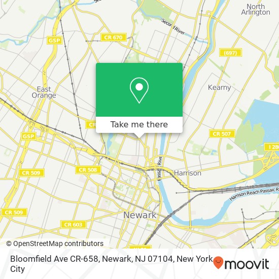 Bloomfield Ave CR-658, Newark, NJ 07104 map