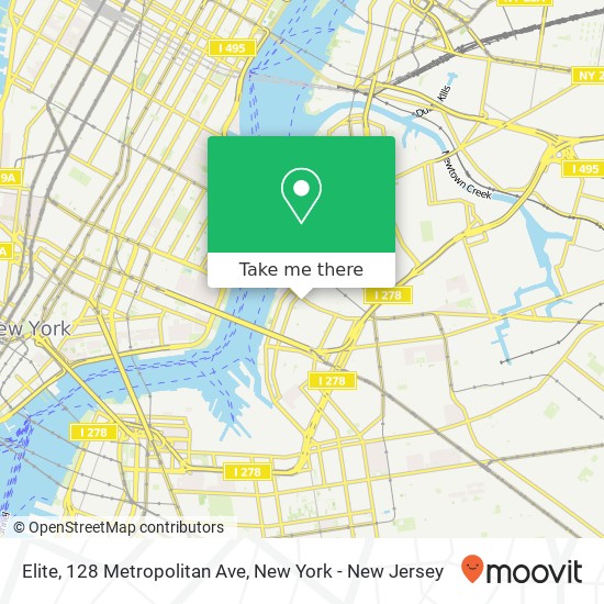 Elite, 128 Metropolitan Ave map