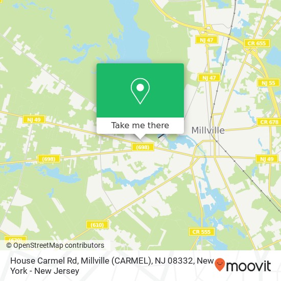 Mapa de House Carmel Rd, Millville (CARMEL), NJ 08332