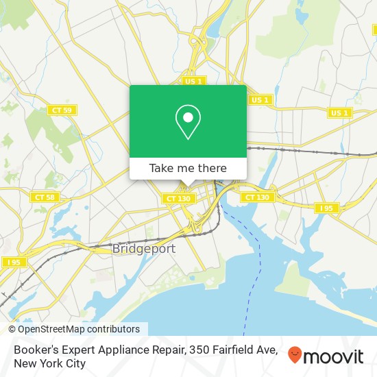 Mapa de Booker's Expert Appliance Repair, 350 Fairfield Ave