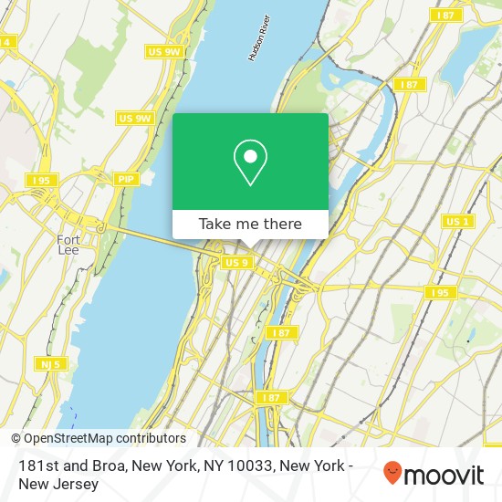 181st and Broa, New York, NY 10033 map