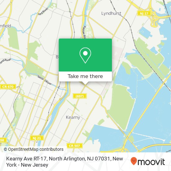 Kearny Ave RT-17, North Arlington, NJ 07031 map