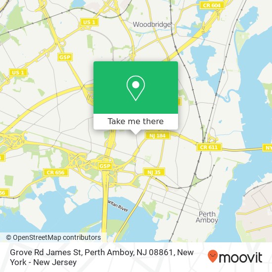 Mapa de Grove Rd James St, Perth Amboy, NJ 08861