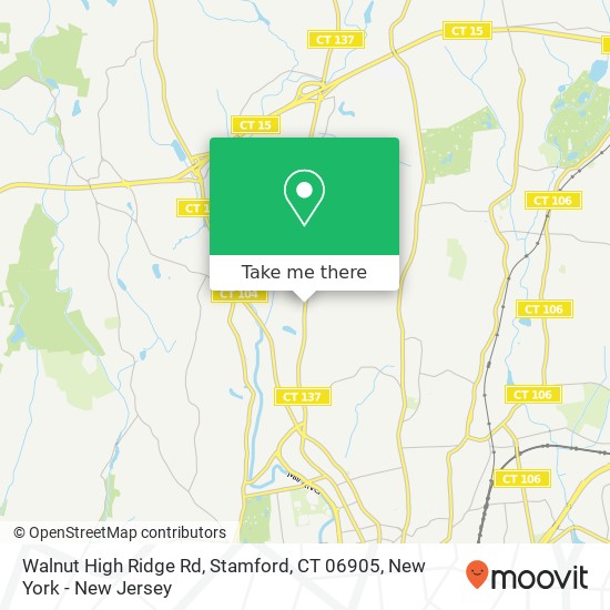 Mapa de Walnut High Ridge Rd, Stamford, CT 06905