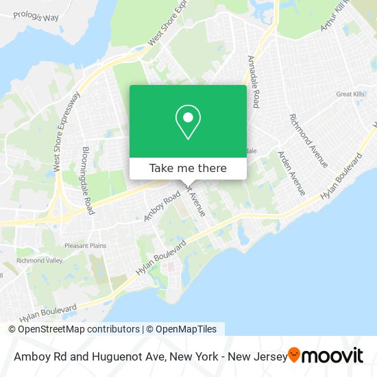 Amboy Rd and Huguenot Ave map